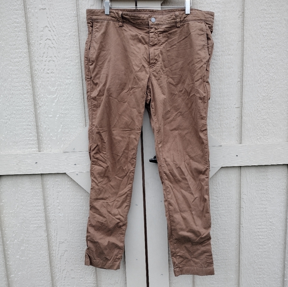 Spoke Chinos Trousers Mens W37 Brown Taper Build B Heroes Pants Casual
